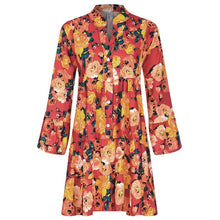 Load image into Gallery viewer, Boho Beach Women Floral Print Long Sleeve Mini Dress Vintage Holiday Shirt Dress