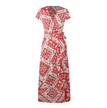 Load image into Gallery viewer, Summer dress Womens Boho V-Neck Floral Summer Party Evening Beach Long Dress Sundress