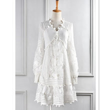 Load image into Gallery viewer, Lace Dress for Women V Neck Sexy Lace Embroidered Hollow Out Flowers Dress White
