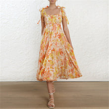 Load image into Gallery viewer, Lace Dress for Women  Strapless Printed Bohemian Holiday Beach Long Dress Orange
