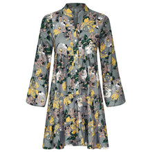 Load image into Gallery viewer, Boho Beach Women Floral Print Long Sleeve Mini Dress Vintage Holiday Shirt Dress

