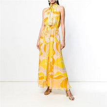 Load image into Gallery viewer, Dress for Women Sexy Halter Sleeveless Backless Printed Bohemian Beach Chiffon Long Dress Party
