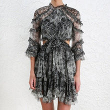 Load image into Gallery viewer, Dress for Women Sexy Blackless Ruffles Black White Printed Beach Mini Dress Party
