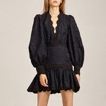 Load image into Gallery viewer, texture pleated Lace Mini two color dress female fashion
