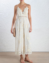 Load image into Gallery viewer, embroidery lace  suspense sexy V collar back dress
