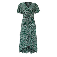 Load image into Gallery viewer, Bohe Summer Dress For Women's Dresses Green Chiffon Ruffed Maxi Dress Beach Fashion Floral Long Bandage Split Sexy Party Dress
