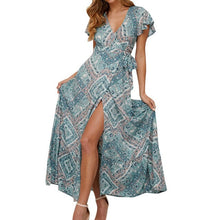 Load image into Gallery viewer, Summer dress Womens Boho V-Neck Floral Summer Party Evening Beach Long Dress Sundress

