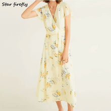 Load image into Gallery viewer, dress print short sleeve V-neck dress
