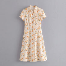 Load image into Gallery viewer, summer women long dress retro small floral shirt dress
