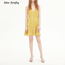 Load image into Gallery viewer, floral strap buckle V-neck sexy dress
