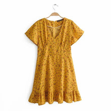 Load image into Gallery viewer, summer women dress deep V sexy floral MIni dress
